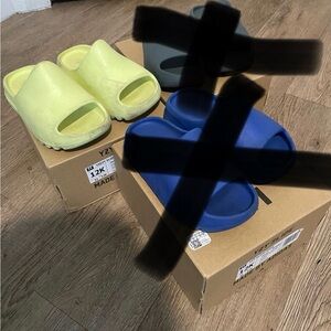 Kids Yellow and Blue Slide Sandals